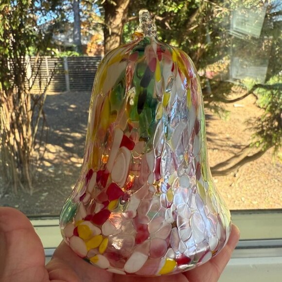 Handmade Zorza Polish Handblown Glass Bell Ornament Colorful Confetti Design NIB - Picture 4 of 13